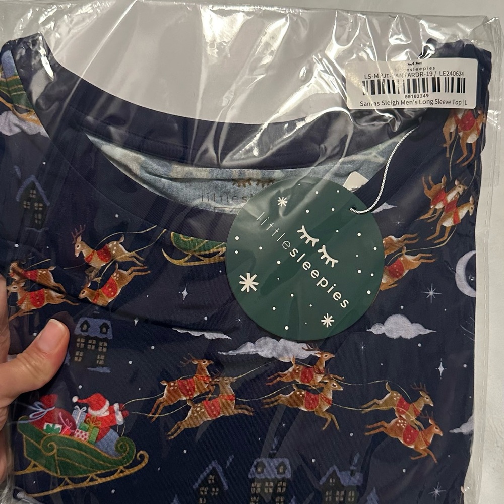 Little Sleepies Festive Reindeer Navy Top